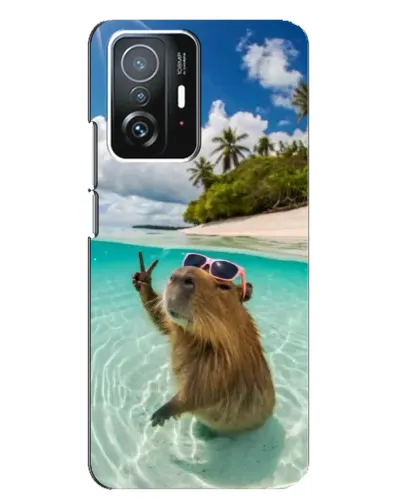 Чехол для Xiaomi 11T / 11T Pro с картинкой «Капибара на море»