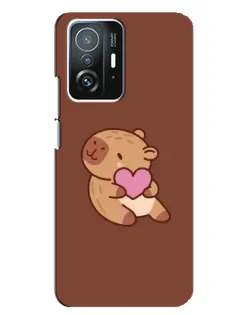 Чехол для Xiaomi 11T / 11T Pro с картинкой «Капибара с сердцем»