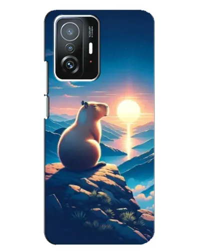 Чехол для Xiaomi 11T / 11T Pro с картинкой «Закат солнца с капибарой»