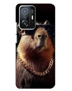 Чехол для Xiaomi 11T / 11T Pro с картинкой «Капибара золотая цепь»