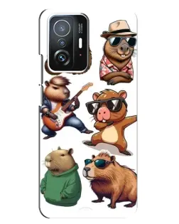 Чехол для Xiaomi 11T / 11T Pro с картинкой «Крутые капибары музыканты»