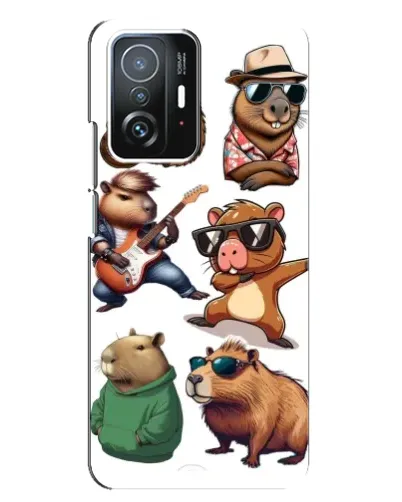 Чехол для Xiaomi 11T / 11T Pro с картинкой «Крутые капибары музыканты»