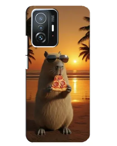 Чехол для Xiaomi 11T / 11T Pro с картинкой «Капибара с пиццей»