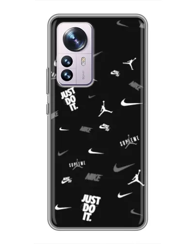 Чехол для Xiaomi 12 / 12X с картинкой «Nike Black Pattern»