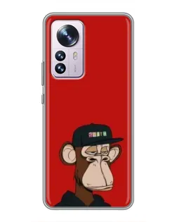 Чохол для Xiaomi 12 / 12X з картинкою «Bored Ape — червоний фон»