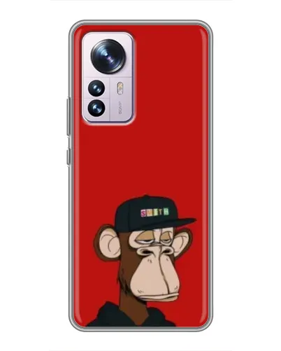 Чехол для Xiaomi 12 / 12X с картинкой «Bored Ape — красный фон»
