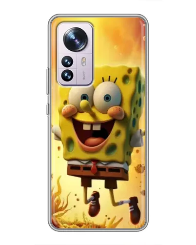 Чехол для Xiaomi 12 / 12X с картинкой «Губка Боб прыгает»