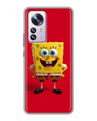 Чехол для Xiaomi 12 / 12X с картинкой «Спанч Боб на красном»