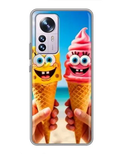 Чехол для Xiaomi 12 / 12X с картинкой «Спанч Боб мороженое»