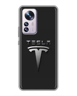 Чохол для Xiaomi 12 / 12X з картинкою «Сталевий логотип Tesla»