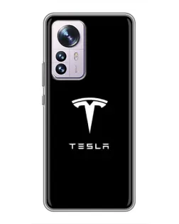 Чохол для Xiaomi 12 / 12X з картинкою «Tesla White Logo»