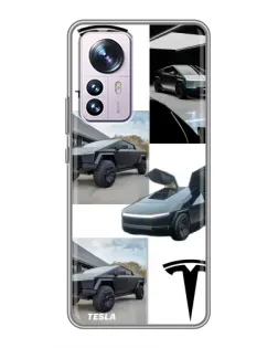 Чохол для Xiaomi 12 / 12X з картинкою «Колаж Cybertruck Tesla»