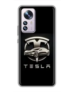Чохол для Xiaomi 12 / 12X з картинкою «Tesla — срібне авто»