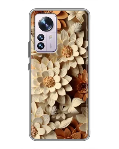 Чохол для Xiaomi 12 / 12X з картинкою «Бежевий флористичний декор»