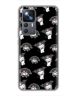 Чехол для Xiaomi 12T Pro с картинкой «Черный паттерн Kuromi»