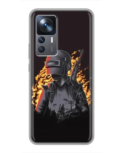 Чехол для Xiaomi 12T Pro с картинкой «PUBG — огненный силуэт»