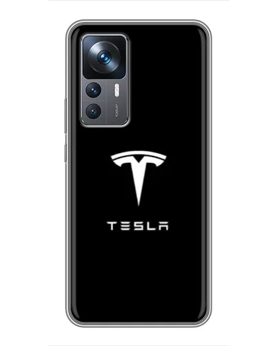 Чехол для Xiaomi 12T Pro с картинкой «Tesla White Logo»