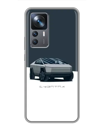 Чехол для Xiaomi 12T Pro с картинкой «Серебристый Cybertruck Tesla»