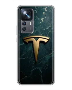 Чохол для Xiaomi 12T Pro з картинкою «Мармурова Tesla Gold»