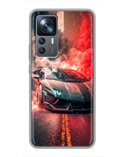 Чохол для Xiaomi 12T Pro з картинкою «Lamborghini червоний дим»