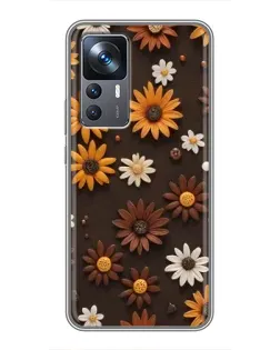 Чохол для Xiaomi 12T Pro з картинкою «Візерунок з маленьких соняшників»