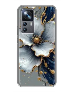 Чохол для Xiaomi 12T Pro з картинкою «Біла квітка та золотий флюїд»
