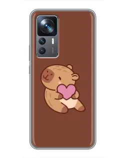 Чохол для Xiaomi 12T Pro з картинкою «Капібара з серцем»