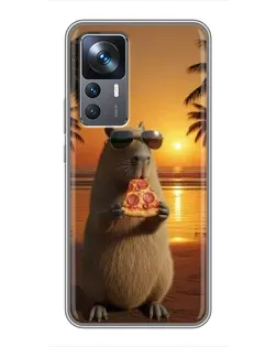 Чохол для Xiaomi 12T Pro з картинкою «Капібара з піцою»