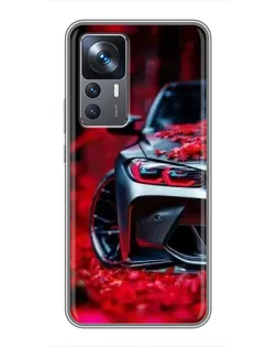 Чехол для Xiaomi 12T с картинкой «Спортивная BMW и цветы» Чехол для Xiaomi 12T с картинкой «Спортивная BMW и цветы»
