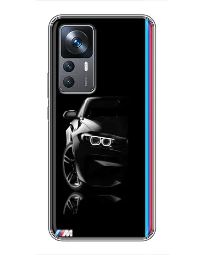 Чехол для Xiaomi 12T с картинкой «Силуэт BMW в темноте»