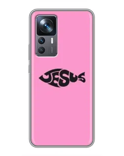 Чехол для Xiaomi 12T с картинкой «Розовый символ  Jesus»