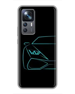 Чехол для Xiaomi 12T с картинкой «Голубой силуэт Lamborghini» Чехол для Xiaomi 12T с картинкой «Голубой силуэт Lamborghini»