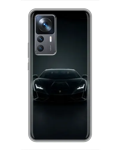 Чехол для Xiaomi 12T с картинкой «Черный Lamborghini Aventador»