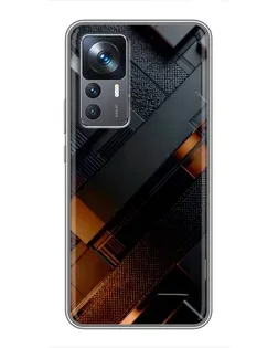 Чехол для Xiaomi 12T с картинкой «Черные геометрические блоки»