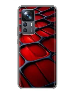 Чехол для Xiaomi 12T с картинкой «Красная глянцевая сетка»