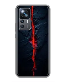 Чехол для Xiaomi 12T с картинкой «Kрасная лавовая трещина»