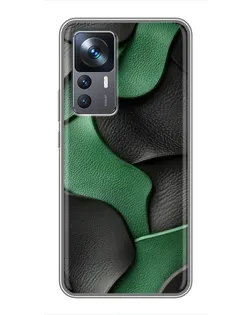 Чехол для Xiaomi 12T с картинкой «Зеленые кожаные волны»