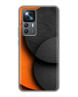 Чехол для Xiaomi 12T с картинкой «Геометрия оранжевых кругов»
