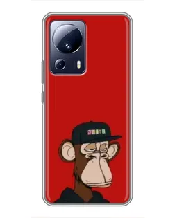 Чохол для Xiaomi 13 Lite з картинкою «Bored Ape — червоний фон» Чохол для Xiaomi 13 Lite з картинкою «Bored Ape — червоний фон»