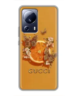Чохол для Xiaomi 13 Lite з картинкою «Gucci — золоті метелики»