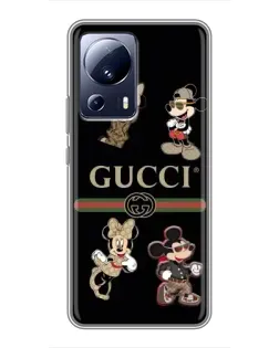Чохол для Xiaomi 13 Lite з картинкою «Gucci — герої Disney та монограма»