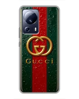 Чохол для Xiaomi 13 Lite з картинкою «Gucci — фірмова смуга та золото»