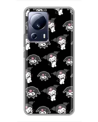 Чехол для Xiaomi 13 Lite с картинкой «Черный паттерн Kuromi»