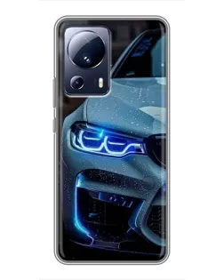 Чехол для Xiaomi 13 Lite с картинкой «Взгляд BMW с синими фарами» Чехол для Xiaomi 13 Lite с картинкой «Взгляд BMW с синими фарами»
