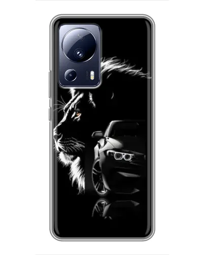 Чехол для Xiaomi 13 Lite с картинкой «BMW и лев»