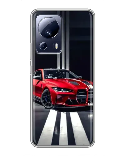 Чехол для Xiaomi 13 Lite с картинкой «Красная BMW на дороге»