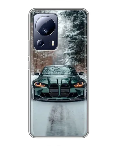 Чехол для Xiaomi 13 Lite с картинкой «BMW в зимнем лесу»