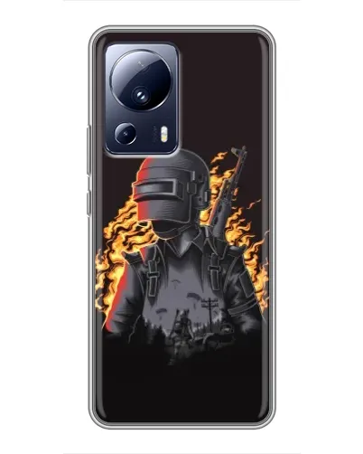 Чехол для Xiaomi 13 Lite с картинкой «PUBG — огненный силуэт» Чехол для Xiaomi 13 Lite с картинкой «PUBG — огненный силуэт»