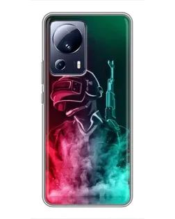 Чехол для Xiaomi 13 Lite с картинкой «PUBG — огненный воин»