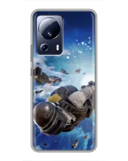 Чехол для Xiaomi 13 Lite с картинкой «Десант PUBG — прыжок»